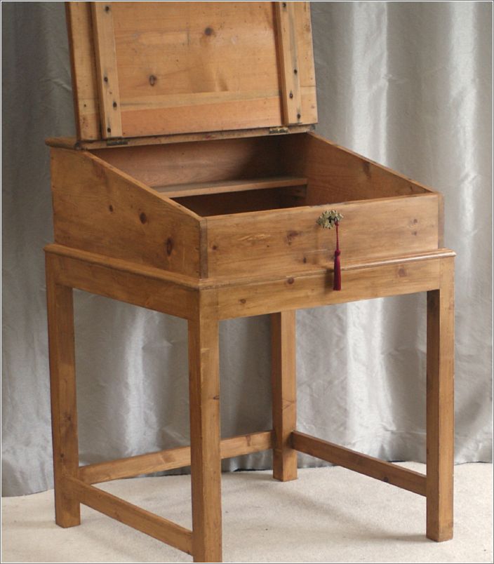 4023 Antique Victorian Pine Clerks Desk on Stand (6)